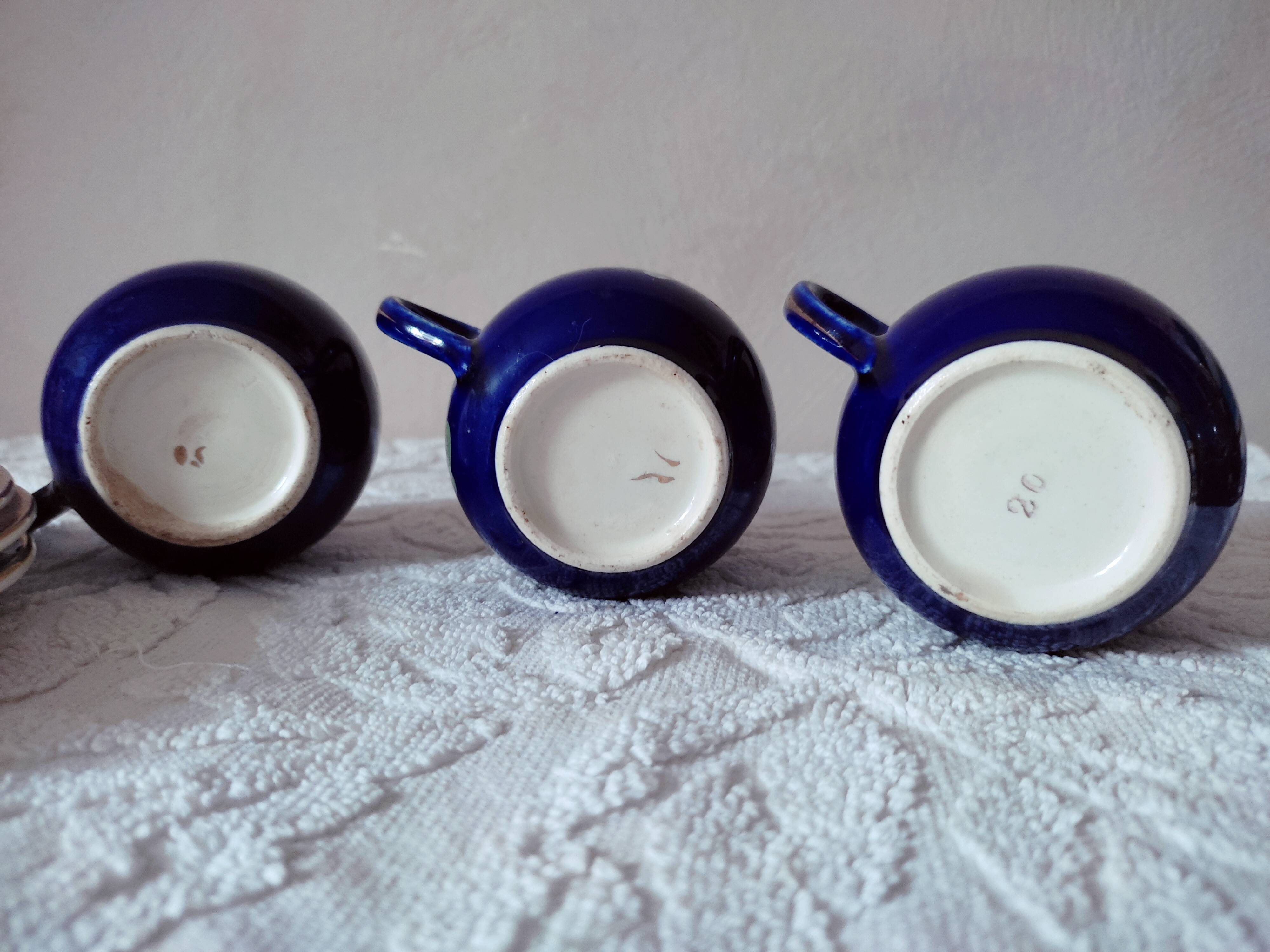 3 midnight blue coffee cups Sarreguemines