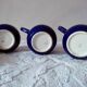 3 midnight blue coffee cups Sarreguemines