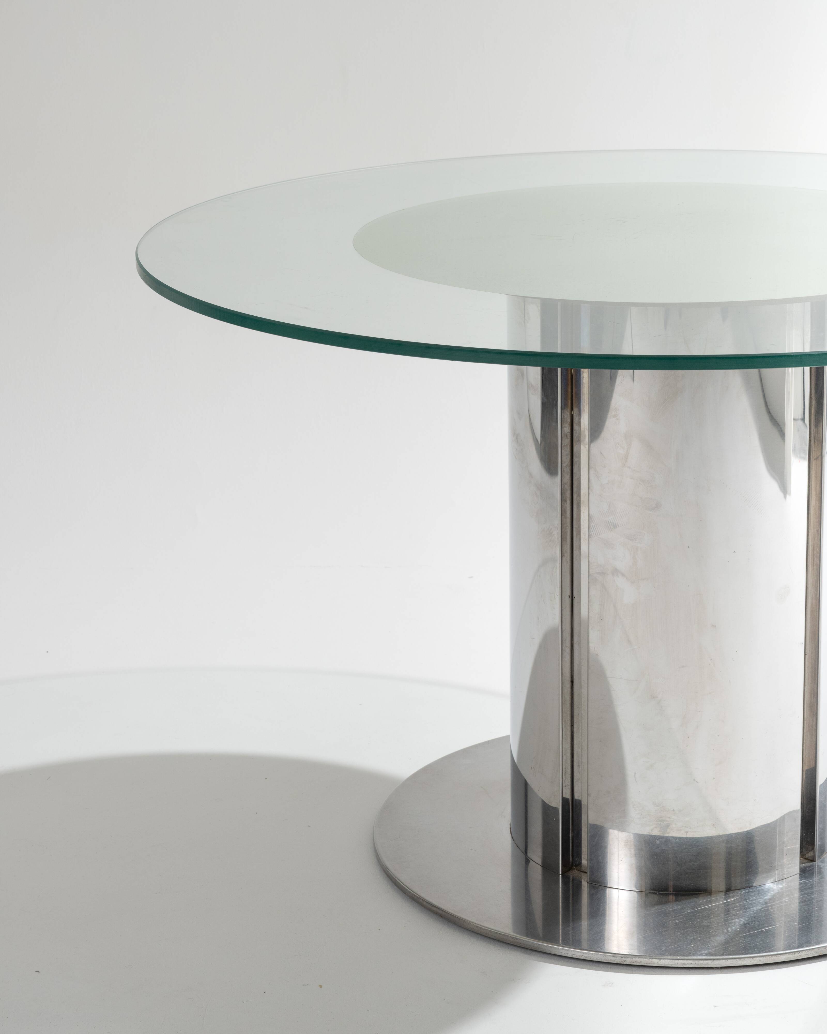 Glass and chrome dining table, antonia astori, 1960s