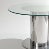 Glass and chrome dining table, antonia astori, 1960s