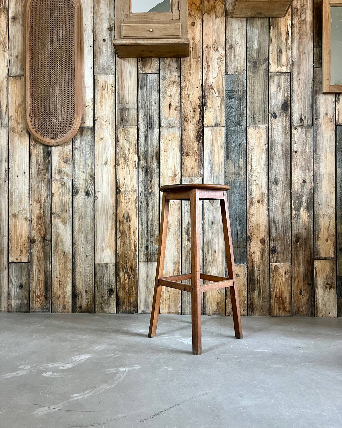 High wooden stool