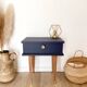 Vintage bedside table, tapered legs - Sèvres blue