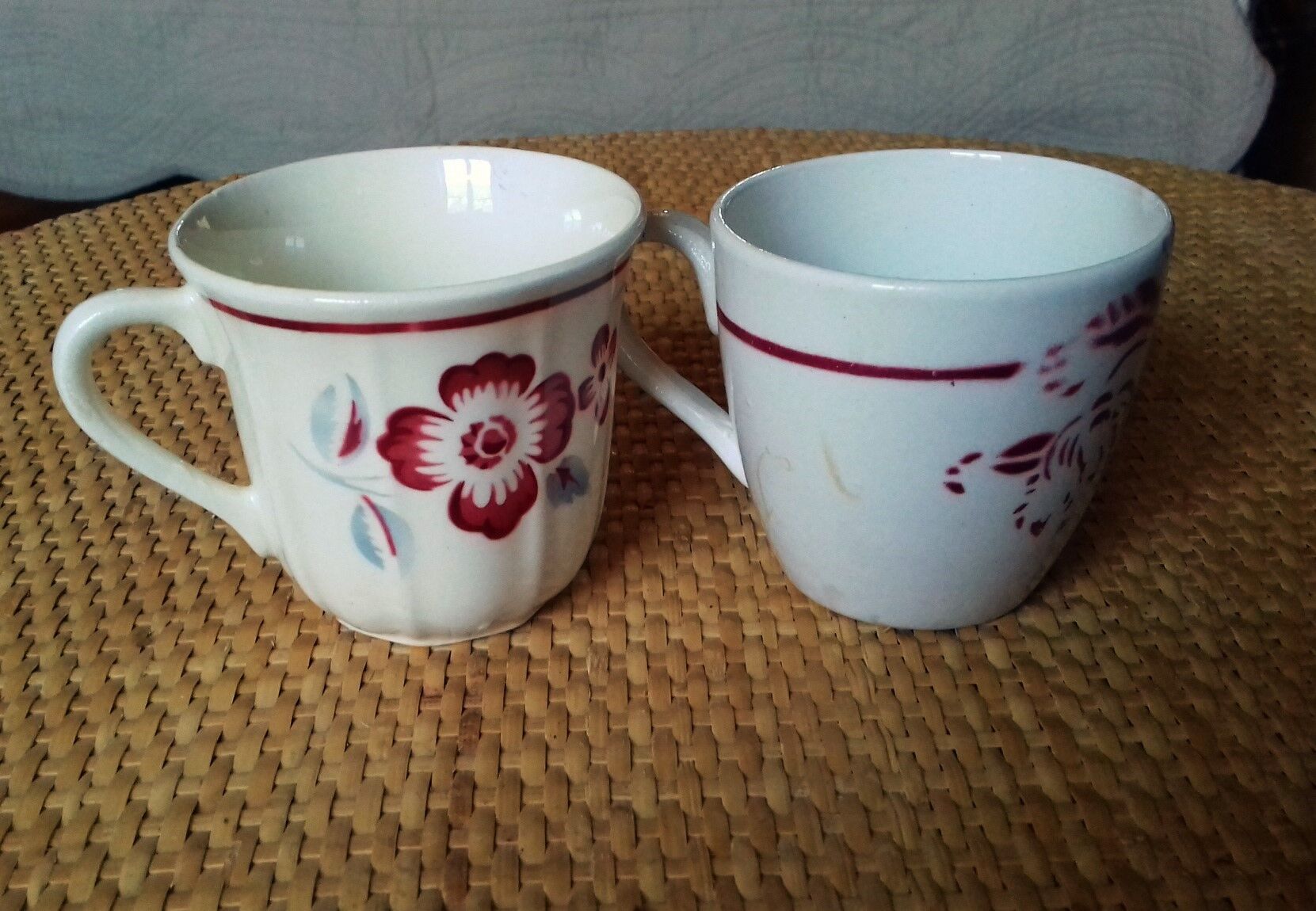 Duo coffee cups Art Deco Sarreguemines Denise & Badonviller Roses collection