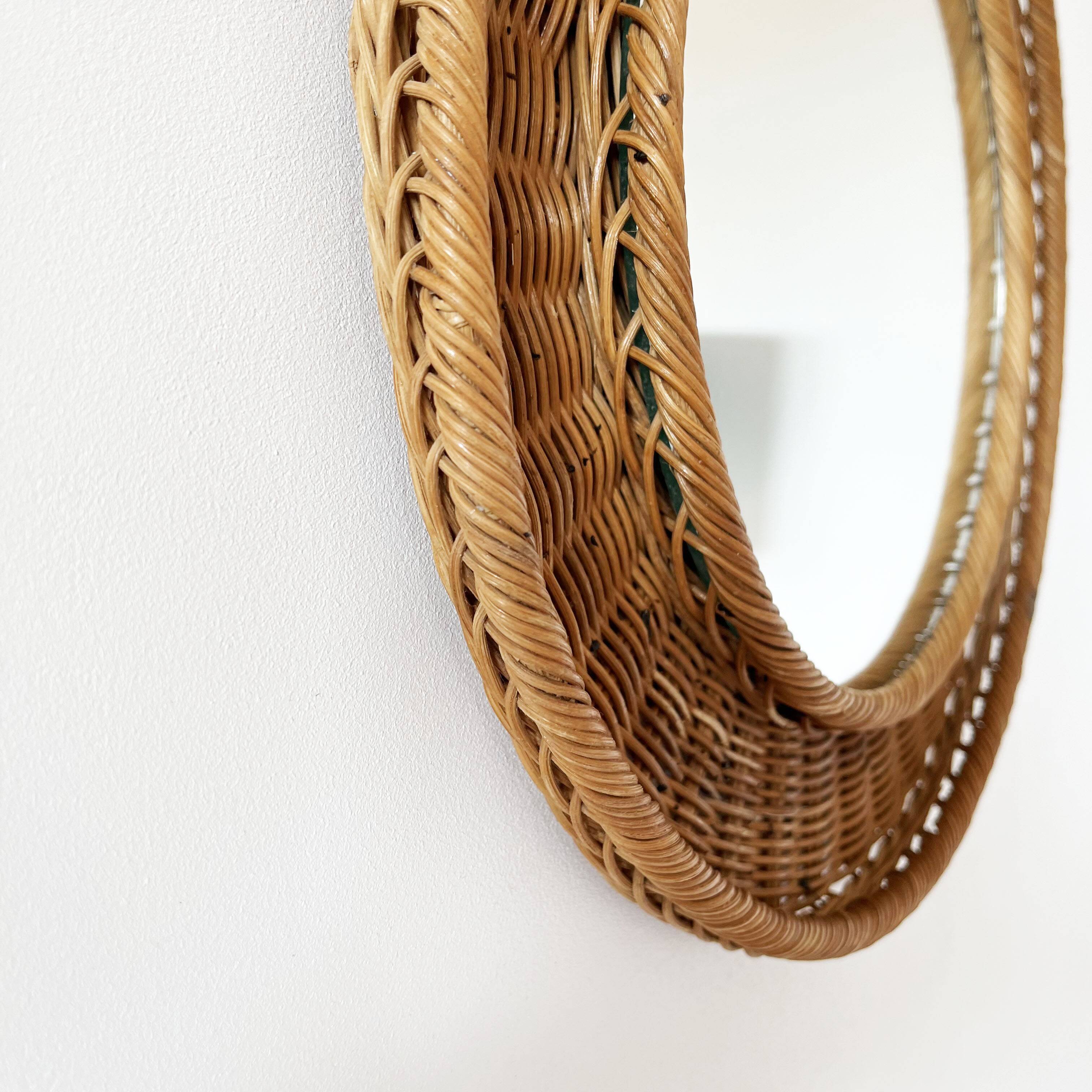 Round wicker mirror 1960