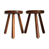 Pair of wooden shepherd's tripod stools, 1960s