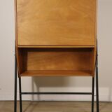Vintage 1960s wooden secretary with metal legs.