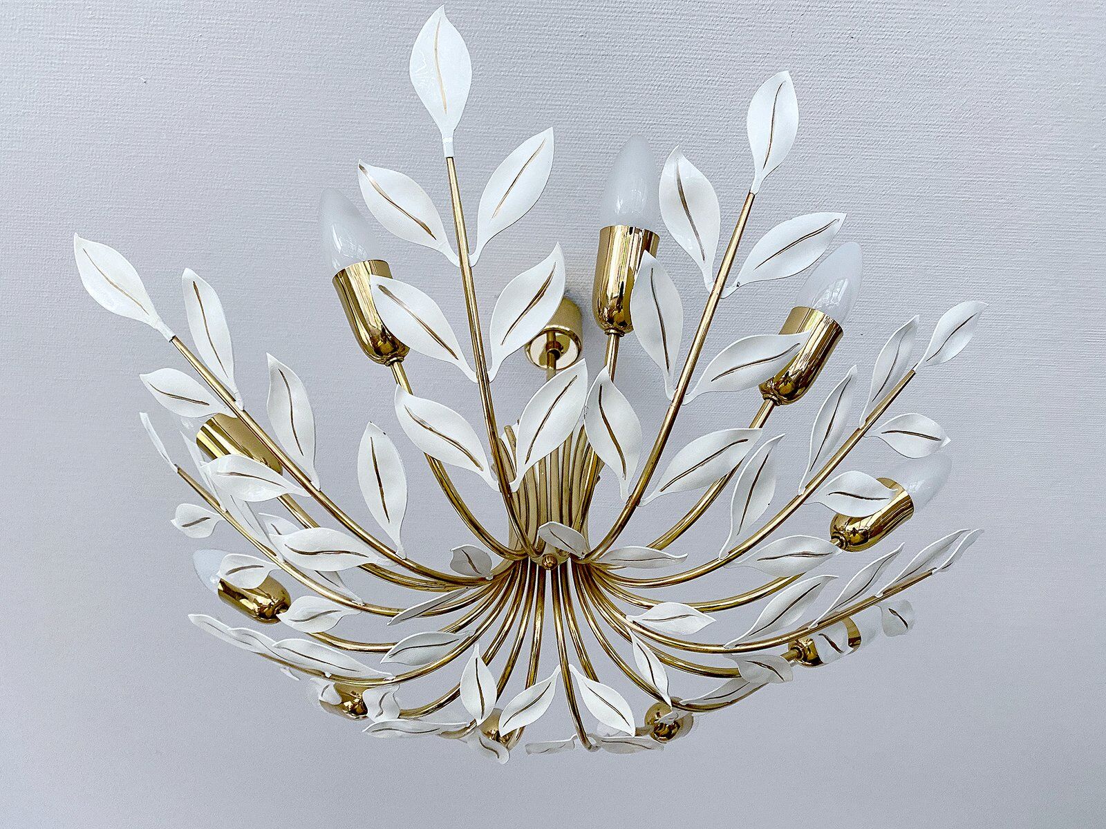 Large Vintage Floral Pendant Light , 1950s