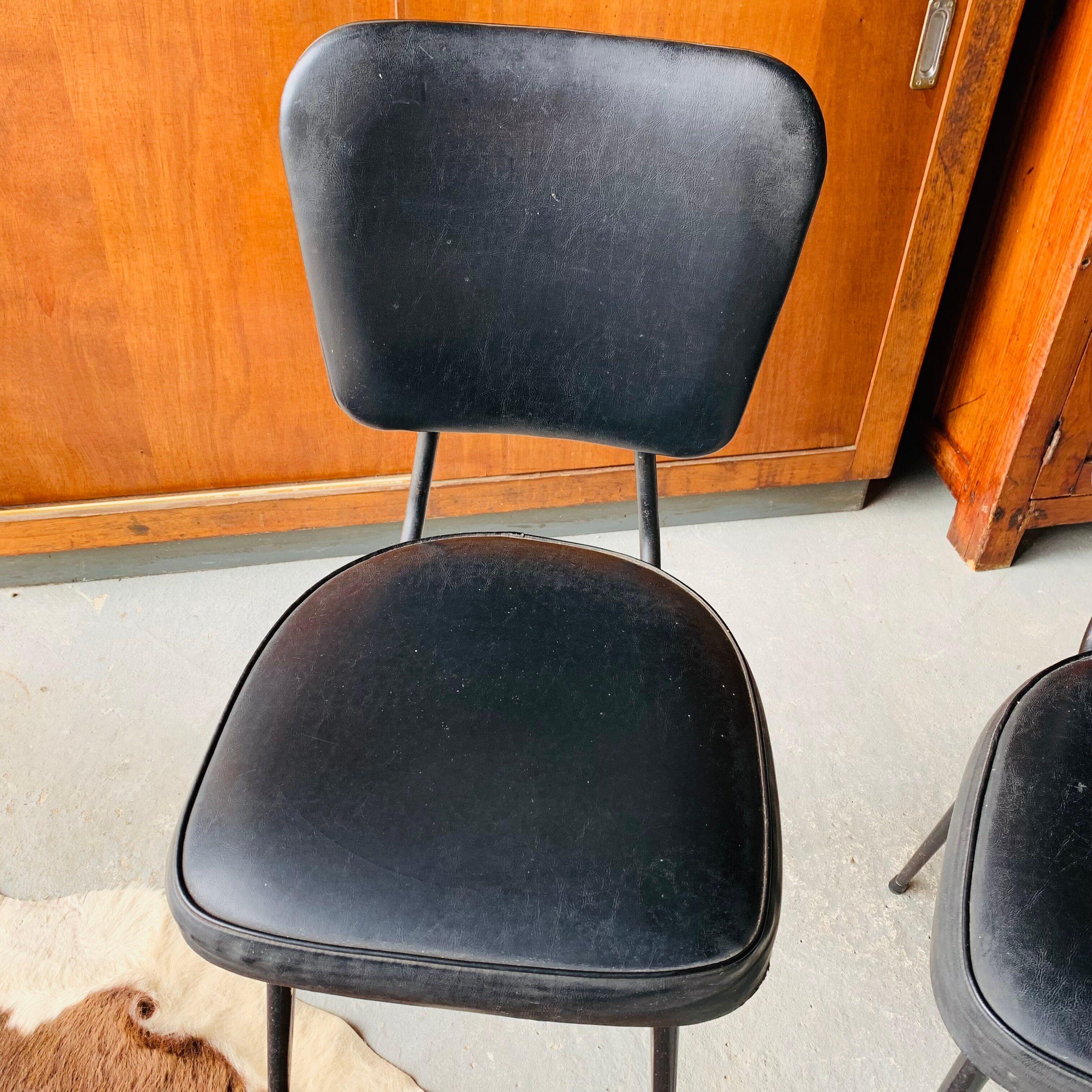 Pair of vintage black skai chairs