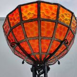 Large Art Deco Red Stained Glass Floor Lamp