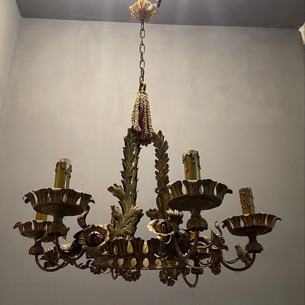 Italian tole chandelier, 1940s