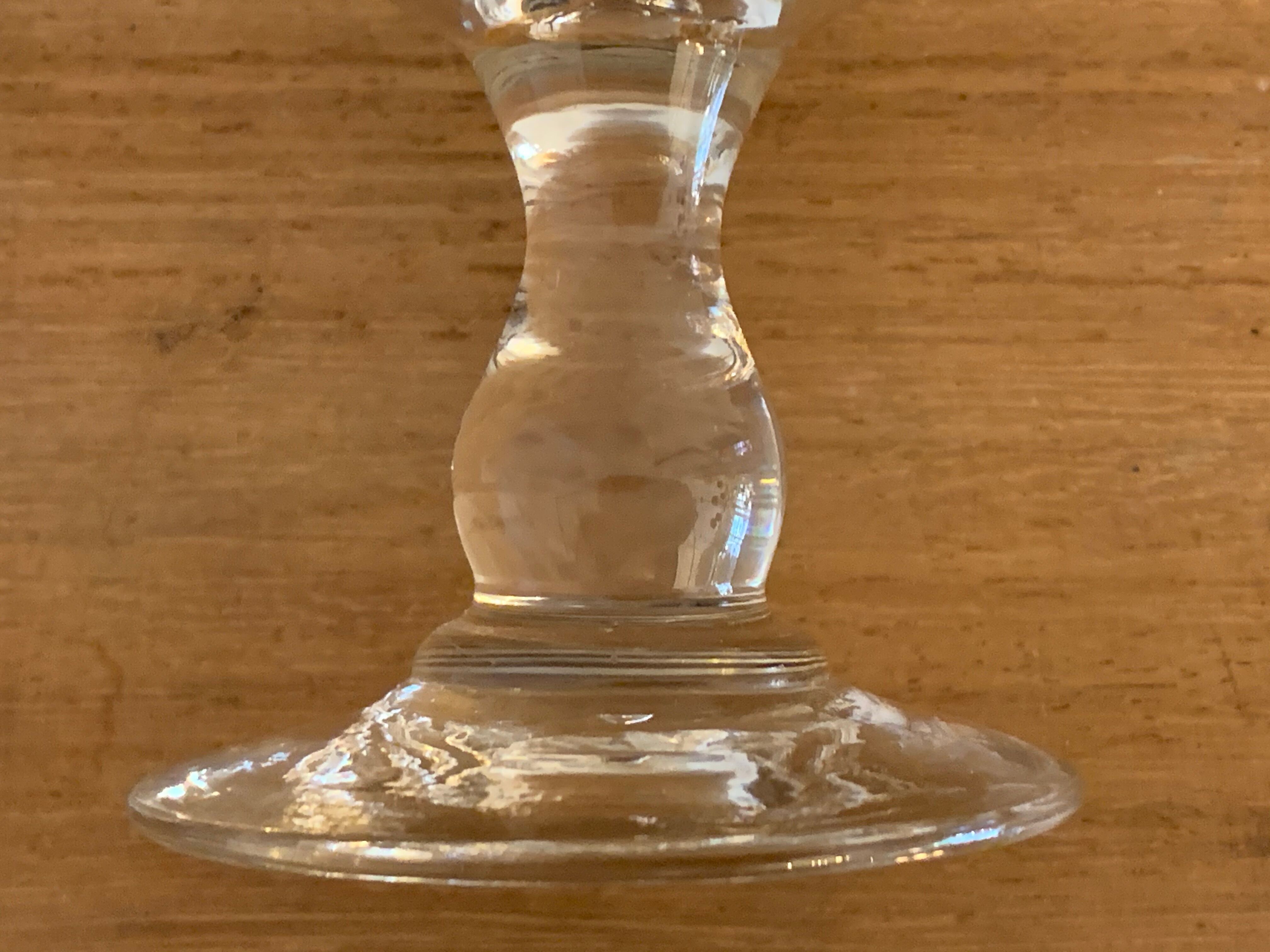 8 old red wine glasses with blown and bubbled glass walk