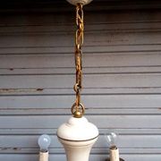 Rare chandelier with 5 lights in bronze and lacquered brass - Circa 1940 - in working condition.
