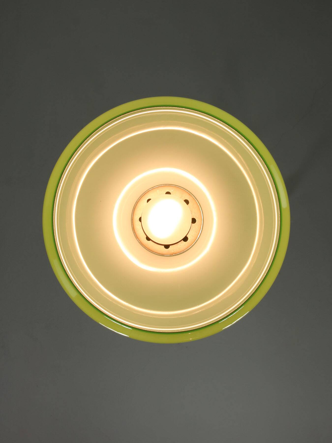 Big Green Mid-century Italian Brass and Glass Pendant Lamp