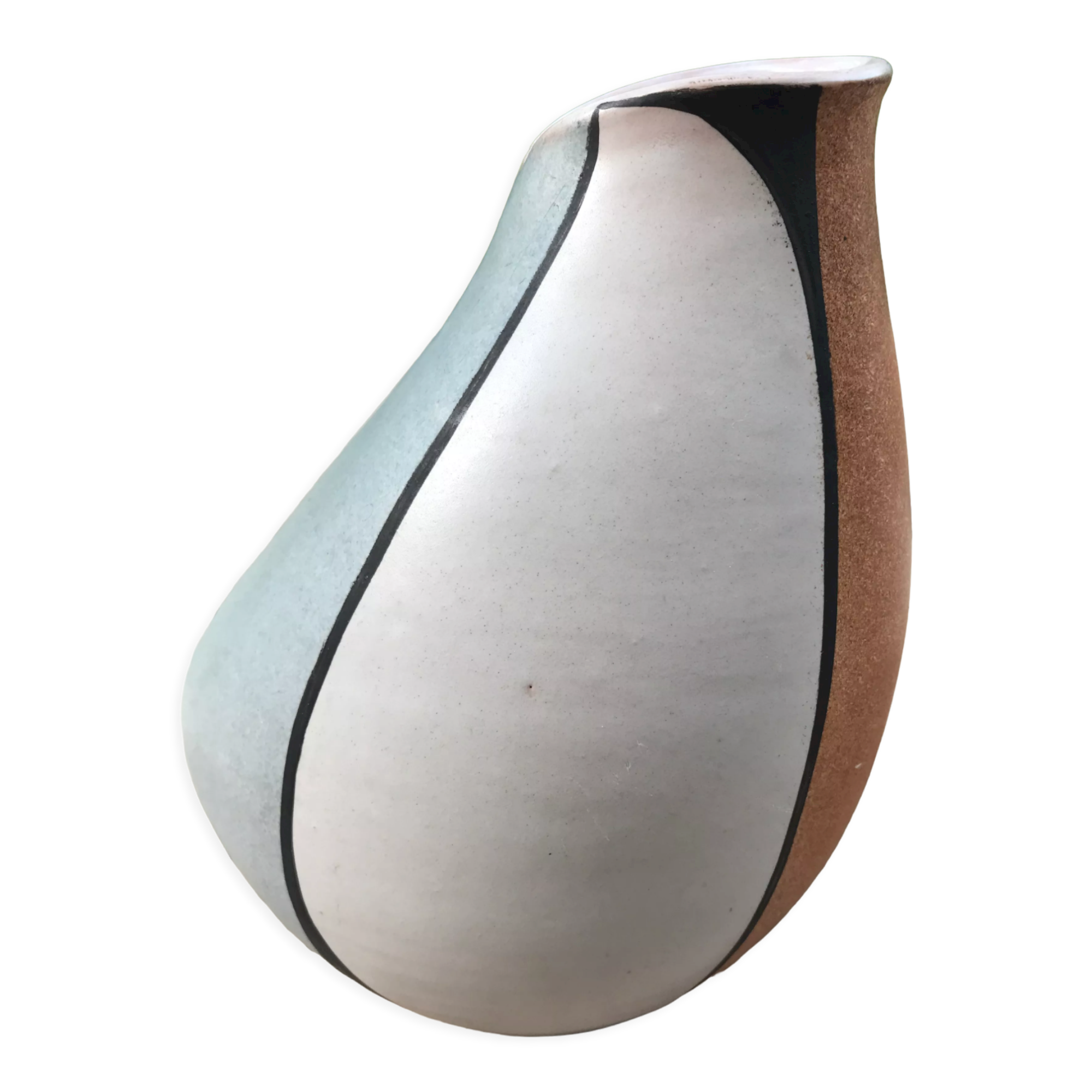 Old ceramic vase around 1970 original form signed below