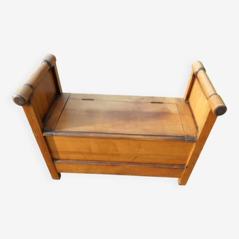 banc coffre vintage bois  massif (merisier)