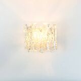 Pair Of Mid Century Ice Glass Wall Lamps From Kalmar Franken, Austria,1960s