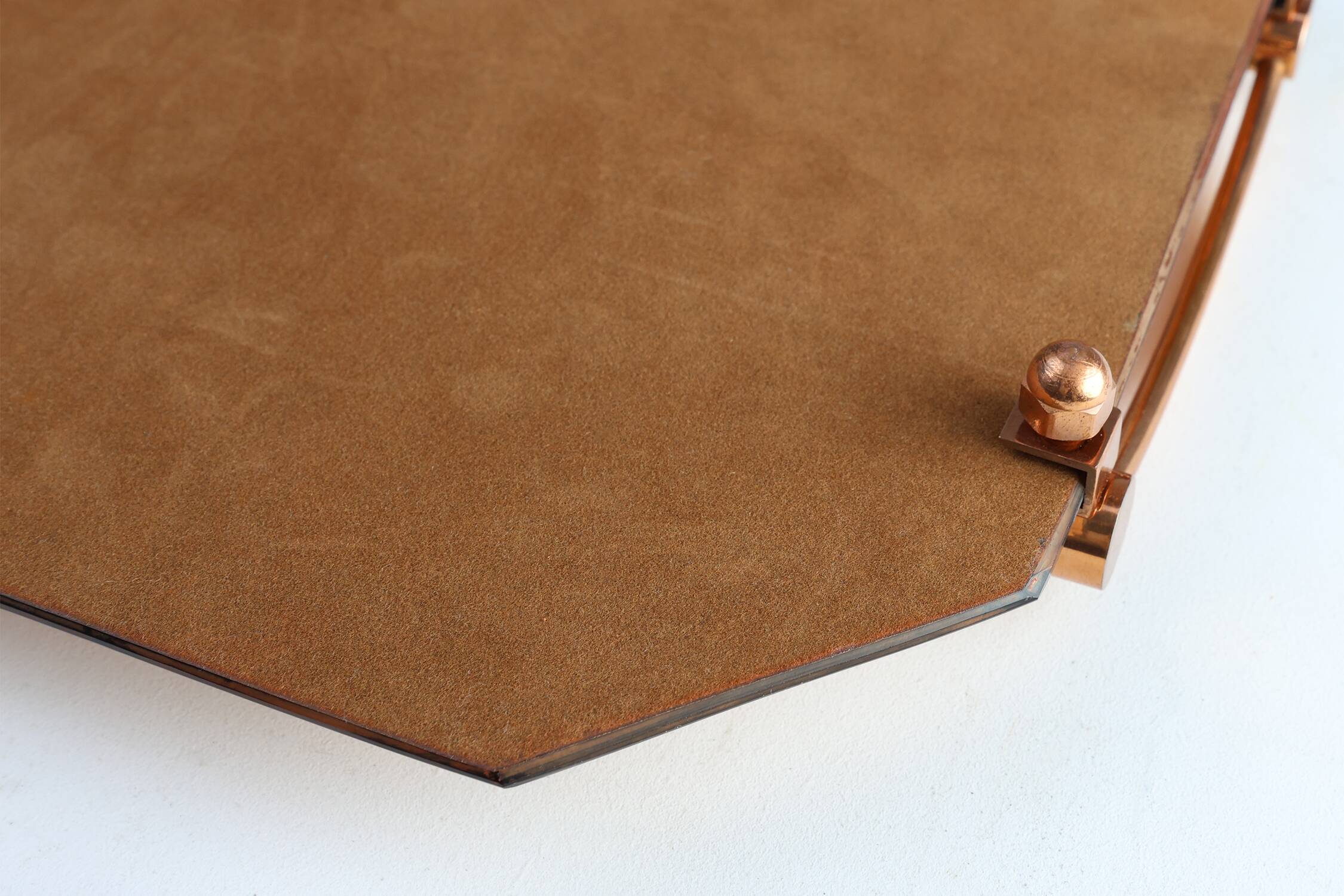 Art Deco Mirrored Glass and Copper Tray, Belgium ca. 1920