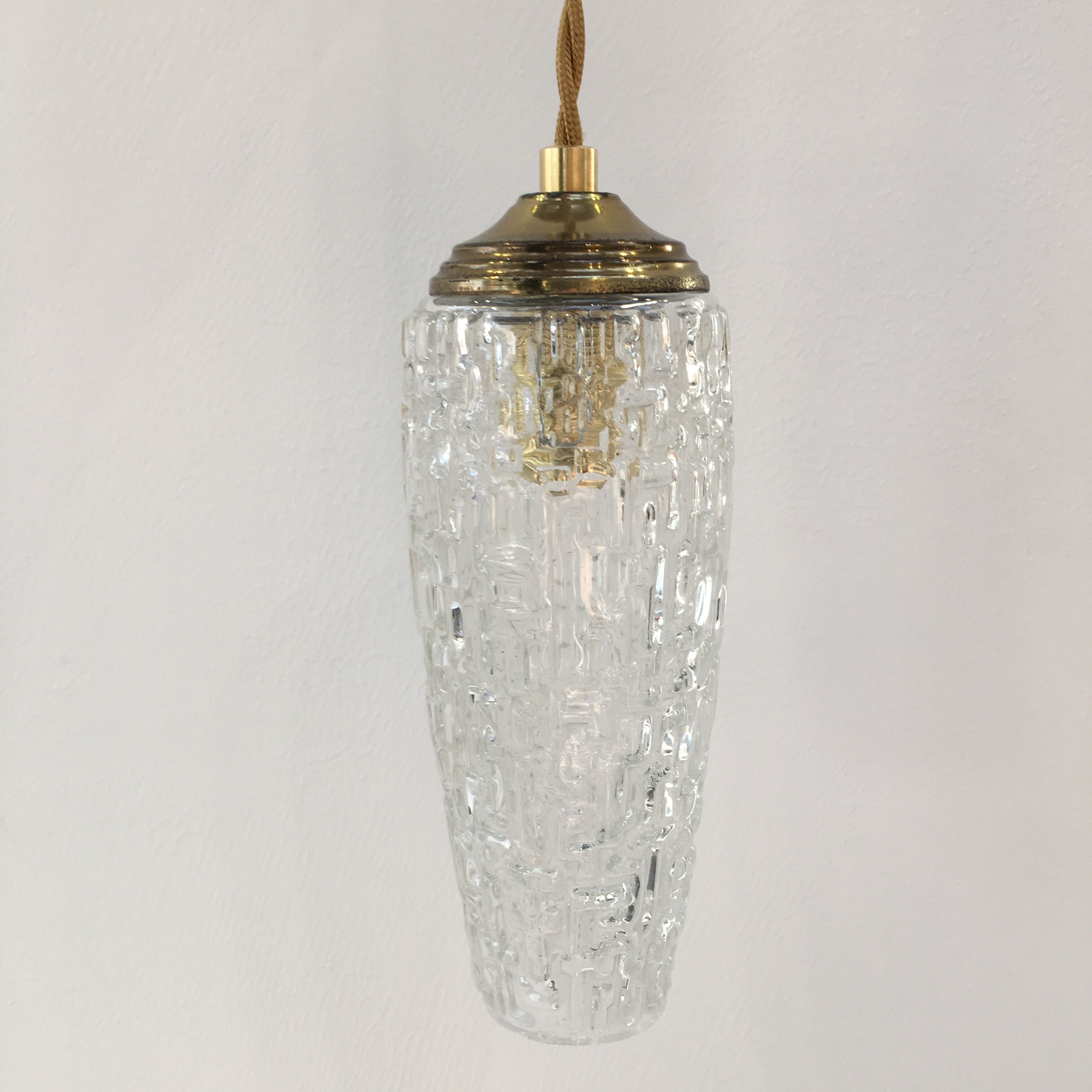 Vintage pressed glass pendant lamp