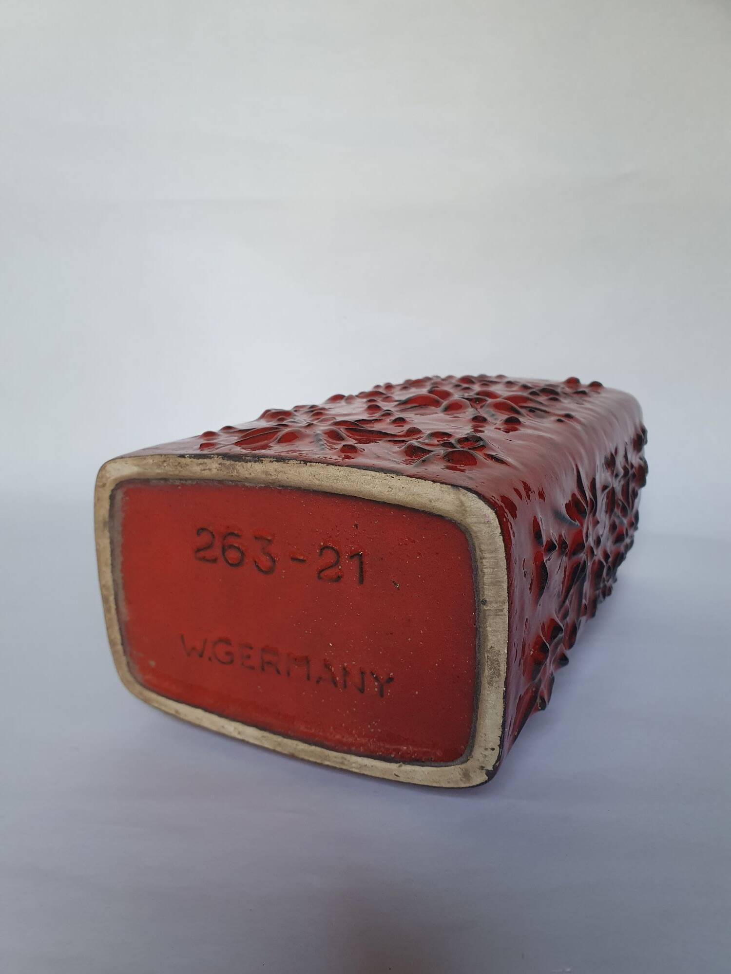 Red ceramic vase Scheurich Germany 70s