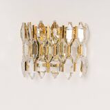 Pair of wall sconces in gilded brass and crystal by Palwa, Germany, 1970s.