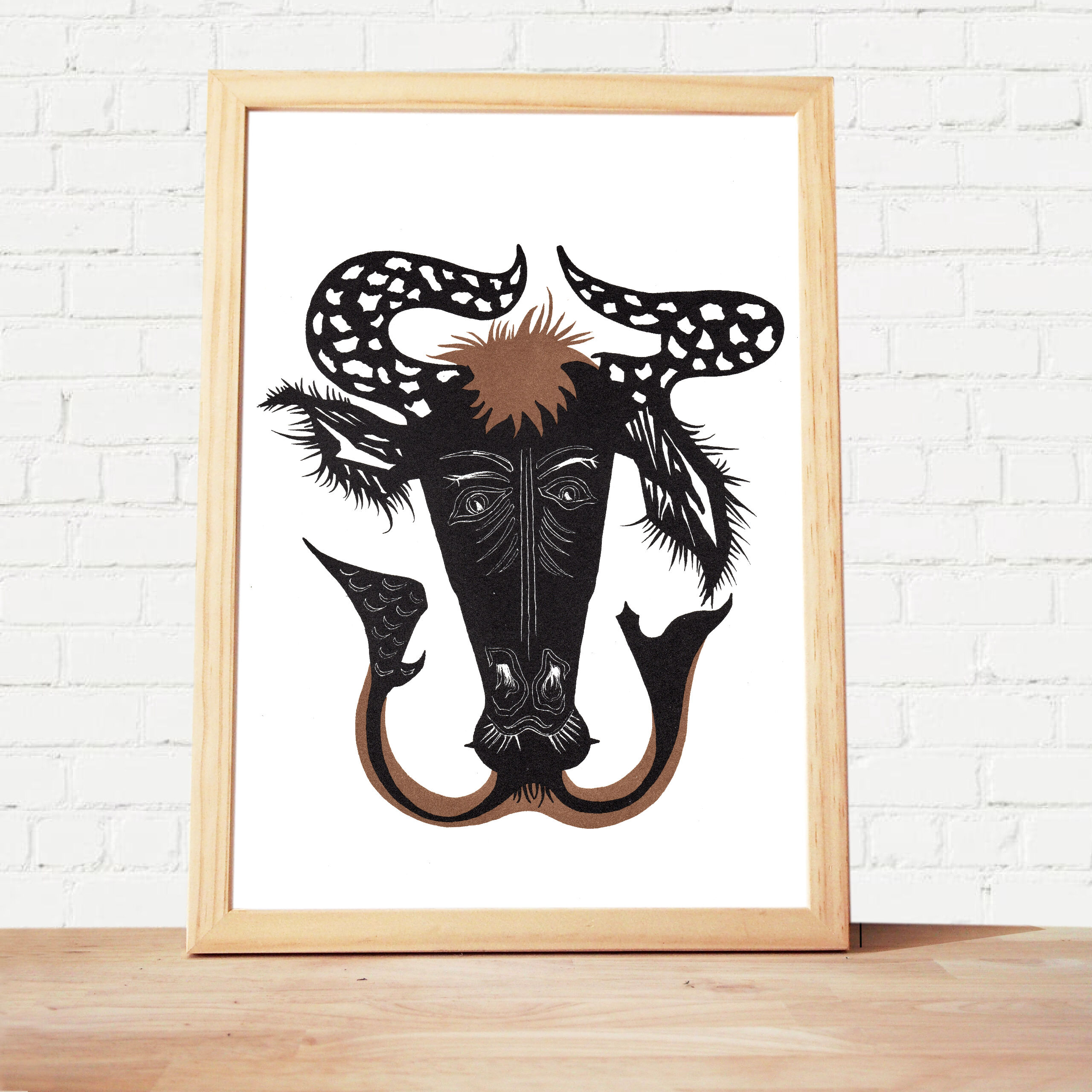 Original lithograph Jean Lurçat "Mermaid Bull of Aden"