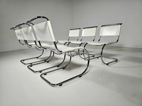 Ensemble de 6 chaises de salle à manger MR10 de Mies van der Rohe pour Thonet, années 1980