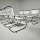 Set of 6 white cantilever dining chairs MR10 by Mies van der Rohe for Thonet, 1980s.