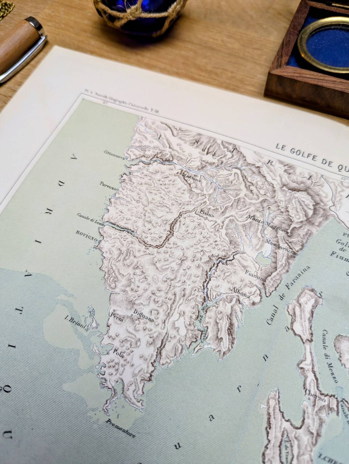 Kvarner Bay, Croatia. Original map printed in 1878.