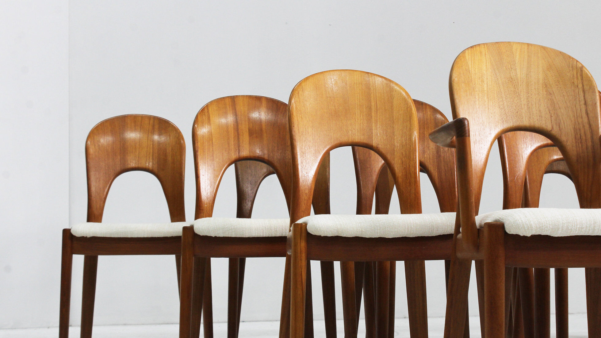 Vintage Danish dining chairs by Niels Koefoed solid teak, set of 10