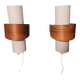 Louis kalff (1897-1976) for philips, pair of nx40 wall lights in wood, opaline glass, and lacquered metal,