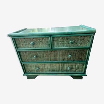 Chest of drawers style maugrion green 1960 1970