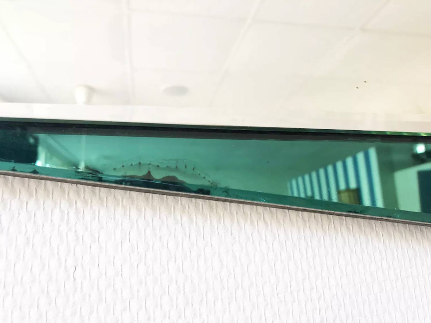 Emerald green geometric mirror – Italy, 1970s/1980s