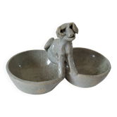 Salt and pepper shakers in glazed stoneware with dog – Handmade pottery