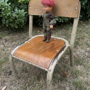 Old small school chair for children, vintage design, height a.