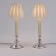 Mappin & Webb vintage pair candlestick table lamps, silver plate, signed, 1980`s ca, English