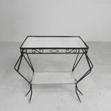 Vintage sculptural steel, (Mategot style) side table, 1950s