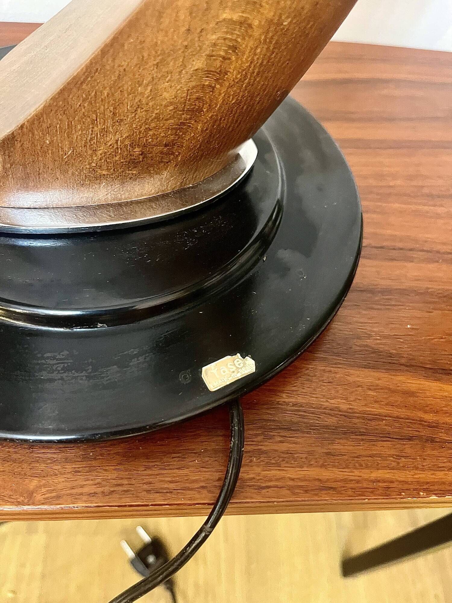 President lamp by Fase – black lacquered edition and Mongoy wood - 1968