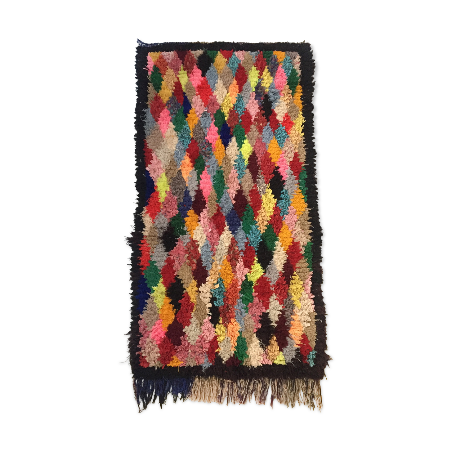 Moroccan Berber carpet boucherouite 185x97cm