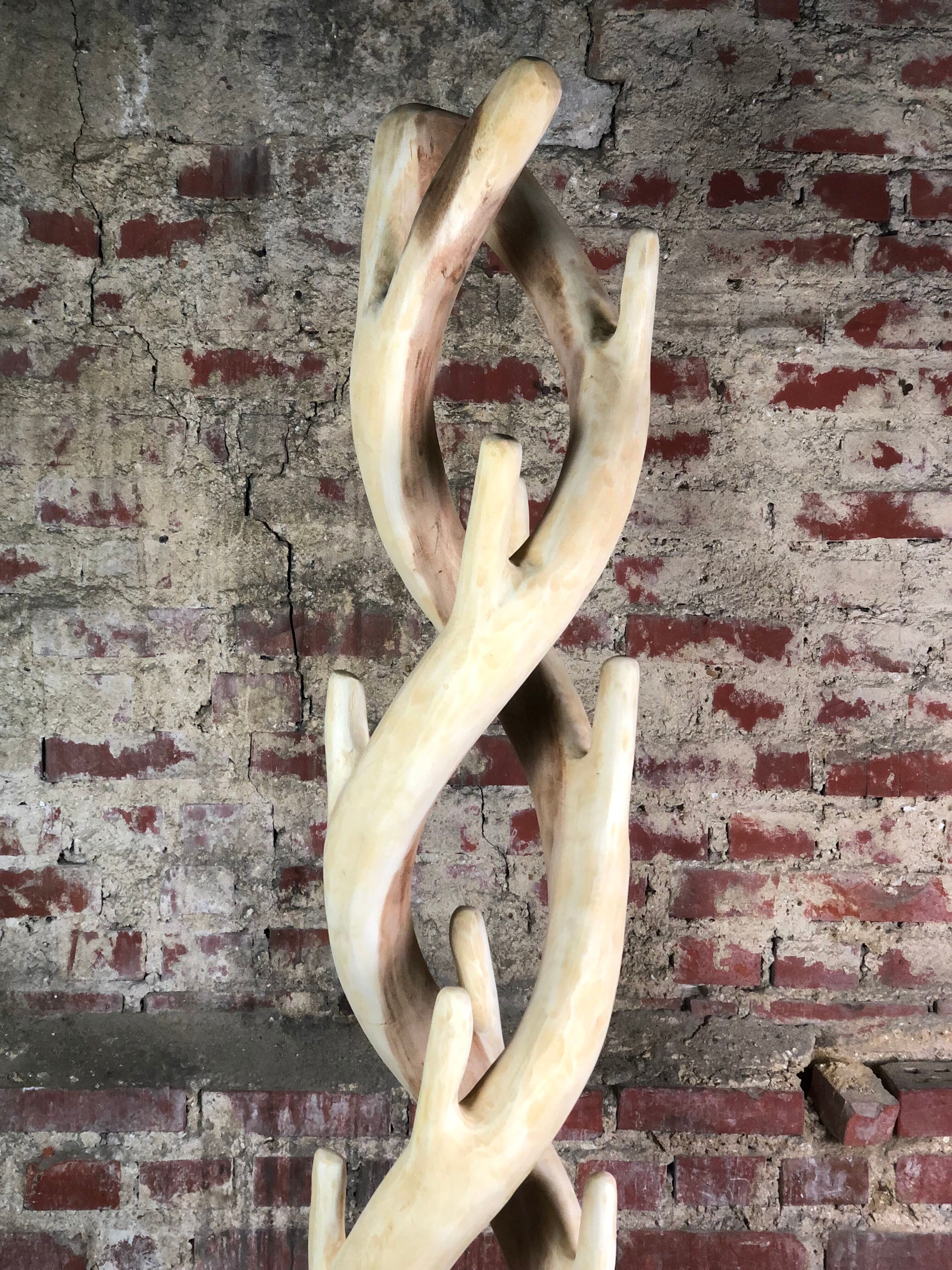 Brutalist coat rack carved in Suar WOOD HT 193 cm