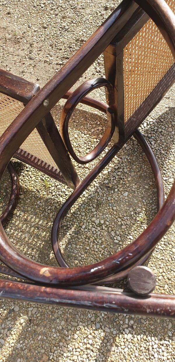 Rocking- chair  bois et canage  seventies