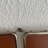 Vintage 1950s triptych barber's mirror, terracotta, hairdresser's tile - 27 x 65 cm