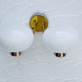 Double opaline brass wall light