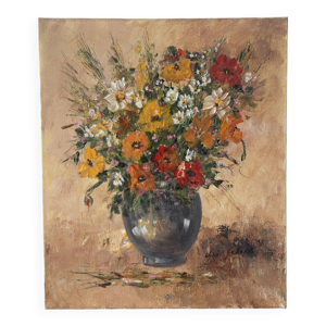 Vase de fleurs, huile - toile