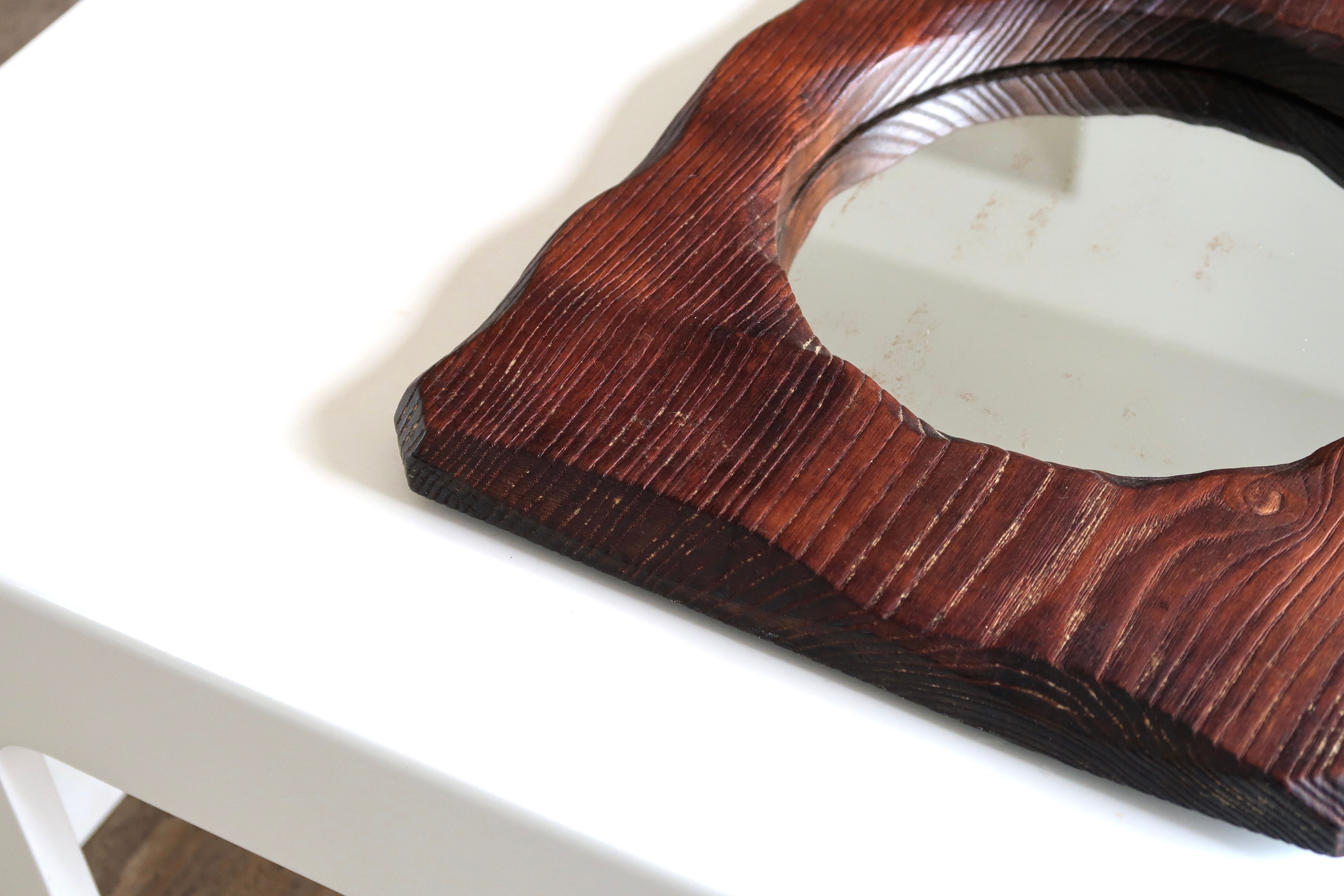 Free-form wooden mirror, 70s