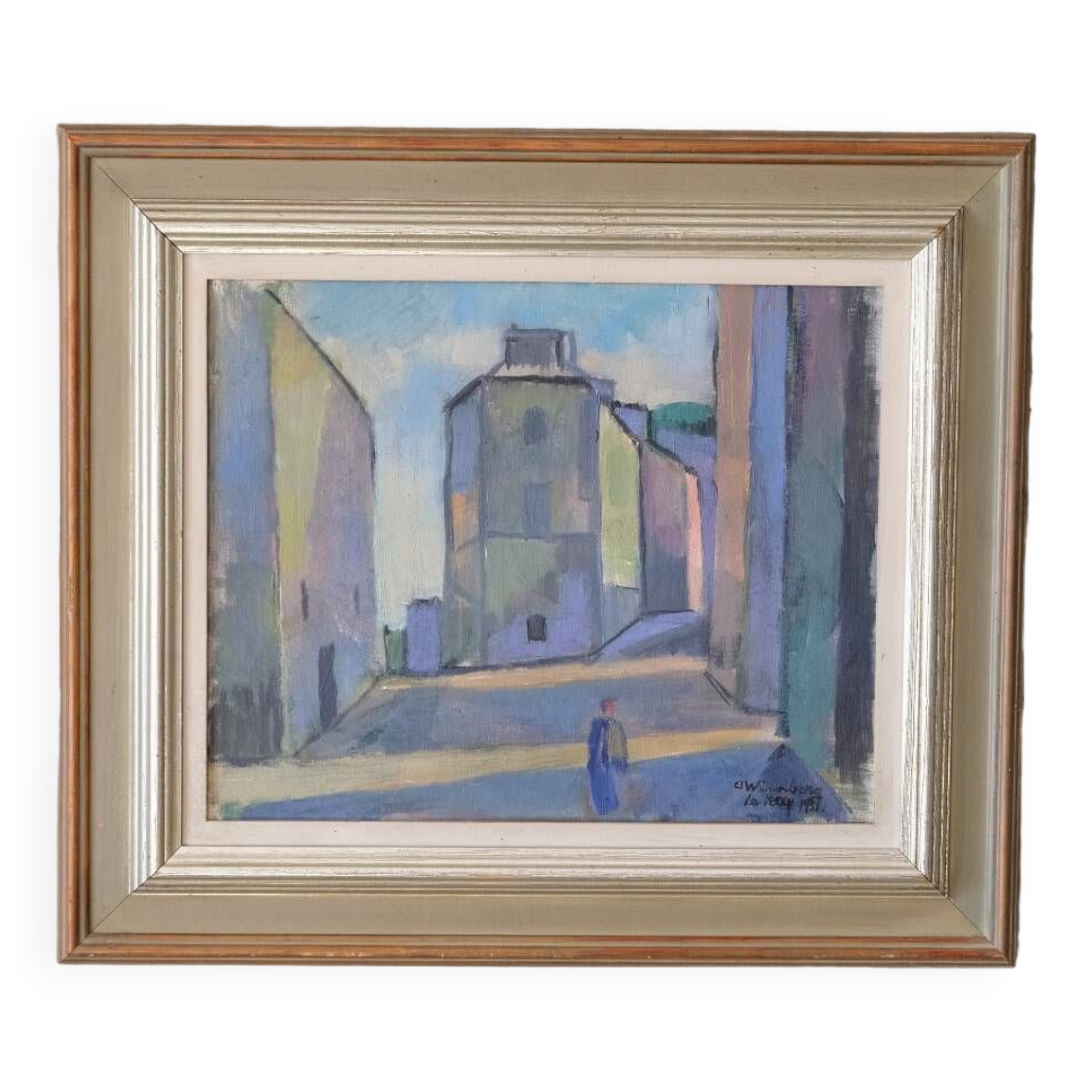 Oil on canvas cityscape 1951