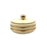 Jean Robj, Art Deco white and gold ceramic box, Robj Paris, France 1930s