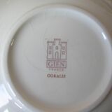 Lot of 9 old Gien soup plates Coralie model 1970s/80s floral decor