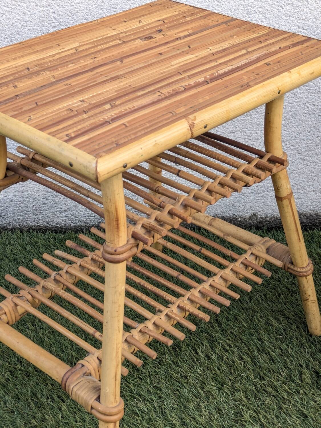 Pair of rattan bedside tables – Audoux Minet style