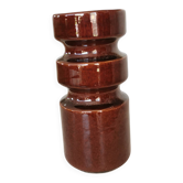 Mid-Century Modern Ceramic Vase: Glossy Brown West German Style, 6.3" Tall