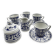 Set of 4 winterling cups, milk jug and sugar bowl